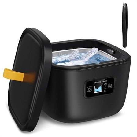 Holder, protese, mundbeskytter, børstehoved, ultralydsrenser til holdere 43KHz 255ml, sort EU-stik