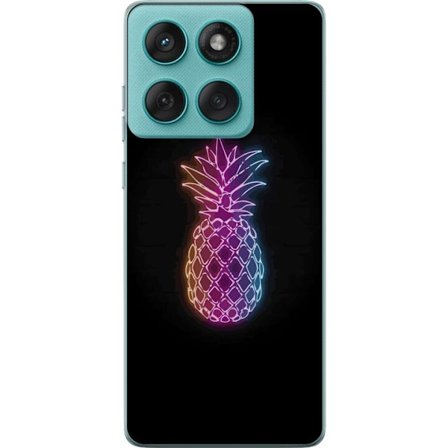 Kompatibelt Mobildeksel til Motorola Motorola Edge 60 Fusion Neonlysillustrasjon av ananas i fargerikt lys mot svart bakgrunn