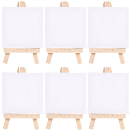 Sæt Lille Staffelistativ Mini Træstaffeli Mini Kunstlærred Lille Træstaffeli Lille Malelærred 12,5X7,5cm