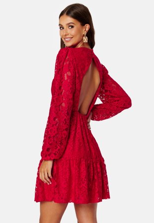 BUBBLEROOM Blanca lace dress Red Klær