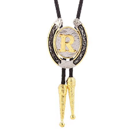 Vintage Bolo Tie för män - Initial Letter ABCDMJR till Z Wester