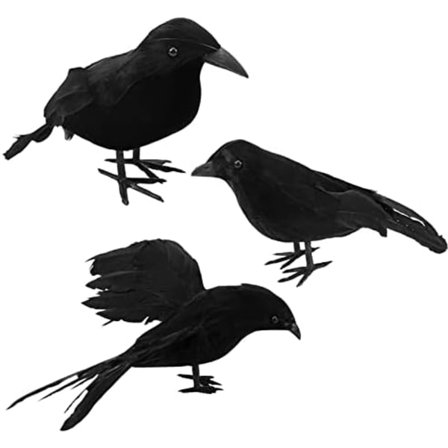 Pakke Halloween Krager Kunstige Fjerklædte Krager Realistiske Ravne Fugle Dekorationer Dyr Ornament Uhyggelig Sort Fjer Krage
