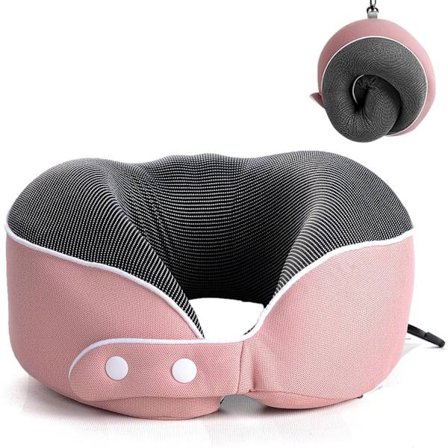 Rejse nakkepude opgraderet rejse nakkepude 100 ren memory foam pude flyvemaskine sovepude bærbar flyvemaskine tilbehør pink