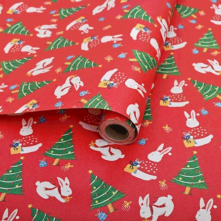 Innpakningspapir - For julevinterferie, 50 cm x 10 m (rød)