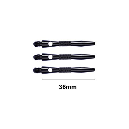 Red Dragon Darts Aluminium Shafts 36mm - 4 Sets (12 Shafts) Black Knurled Professional Darts Shafts Replacement Accessories