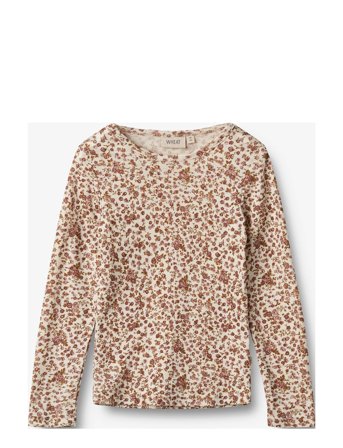 Wheat Wool T-Shirt L/S Alfie - Beige - 110