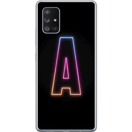 Yhteensopiva Puhelinkuori Samsung Samsung Galaxy A71 5G Minimalistinen neonkirjain A sateenkaarenvärisessä valossa mustaa taustaa vasten modernissa
