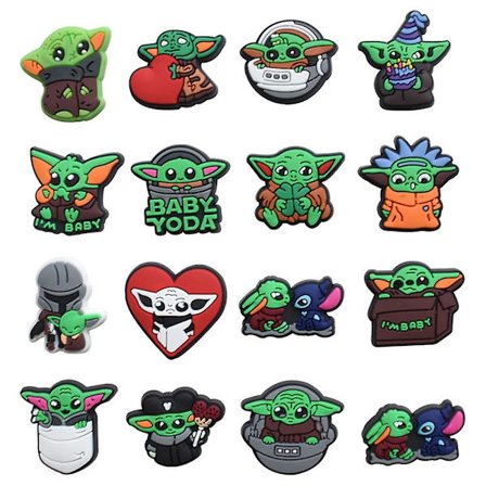 15 kpl Baby Yoda -teemaiset Crocs-kenkien riipukset, rantakengät, sandaalit, koristeet, lahjat, kenkävarusteet