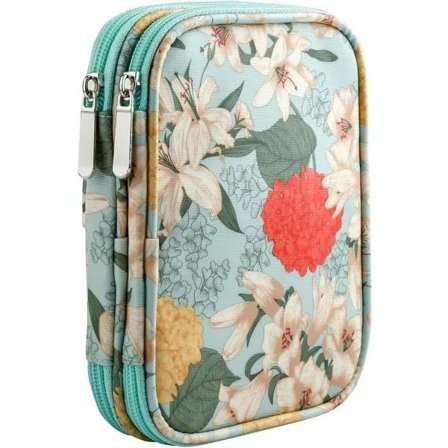 Etui, hæklenålsorganisator tom, til udskiftelige rundpinde og ergonomiske hæklenåle Stor grøn