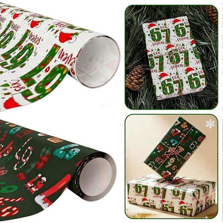 67-Meme Julegavepapir - Festlig Høytidstrykk, Morsom Jule- og Bursdagspapirrull for Alle Aldre[HK]