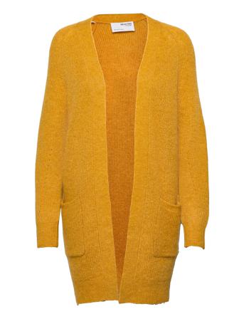 Slflulu Ls Knit Long Cardigan Strikkegenser Cardigan Gul Selected Femme
