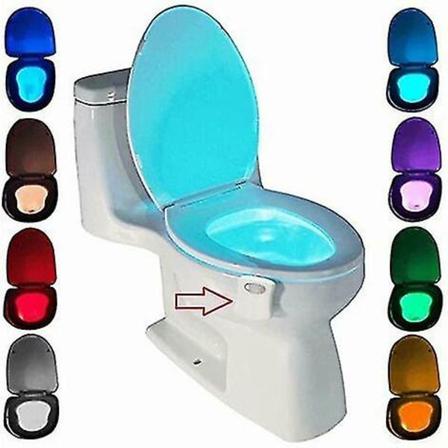 WC-valo, LED-yövalo vessaan, liikeanturilla, 8 väriä vaihtuvaa valoa (aktivoituu vain pimeässä)