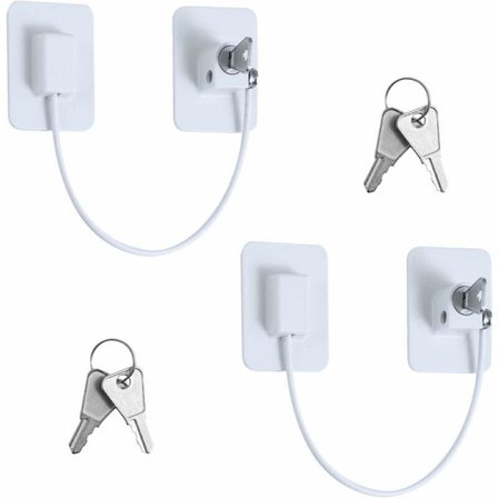 Barnsäkerhetslås för fönster med 4 nycklar, starkt lim för skåp, låda, tvättmaskin
