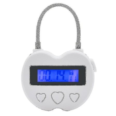 Smart Time Lock LCD Time Lock Multifunktionel Rejse Elektronisk Timer, USB Genopladelig Midlertidig Timer Hænglås, Hvid