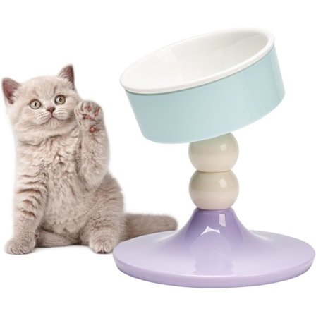 Justerbar Vipbar Hævet Keramisk Kattefoderskål - Skridsikker Let Rengøring Foderautomat til Indendørs Katte Små Hunde