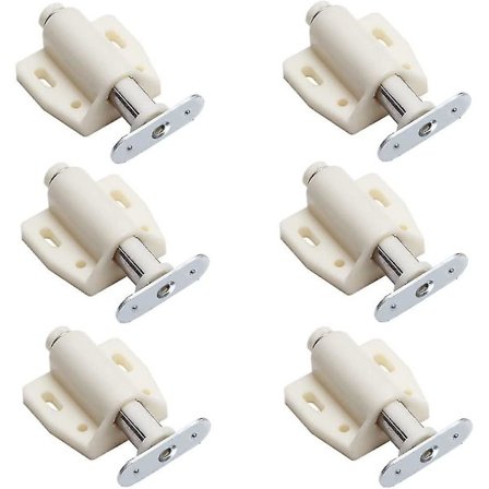 6 Magnetiske Lukninger med Tryk-til-åbning til at åbne/lukke døren med et enkelt tryk (beige)