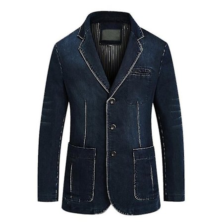Denim Blazer Jakke Jakkesæt Herre Casual Hverdag Stil Multi Lomme Denim Hakket Revers