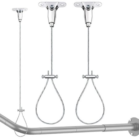 2 STK. Loftophængningssystemer i rustfrit stål Justerbare bruseforhængsstangsstøttebeslag Wire Rope Suspension Holder