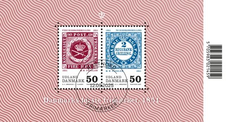 Danmark - Danmark første frimærke - Stemplet miniark