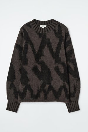 COS Women's Abstract Wool Jacquard Jumper in Brown