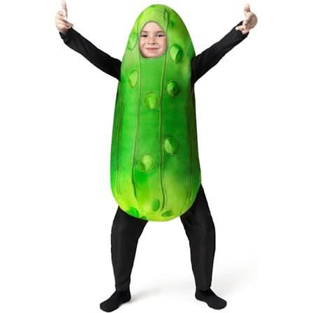 Unisex søt agurkkostyme grønn agurk ungdomskostyme for barn tenåringer Halloween kle opp mat temafest (X-Large (12–14 år)) Parent