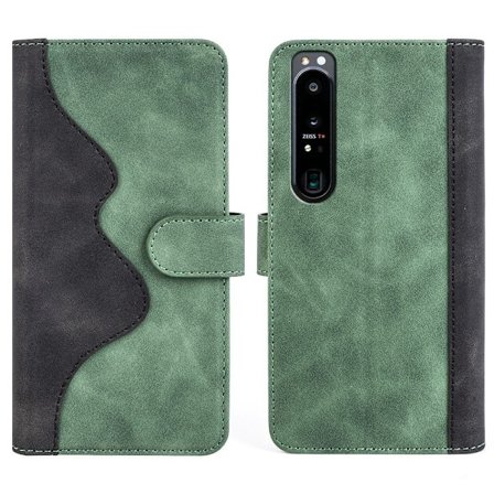 Tvåfärgat Sony Xperia 1 IV fodral i läder - Grön