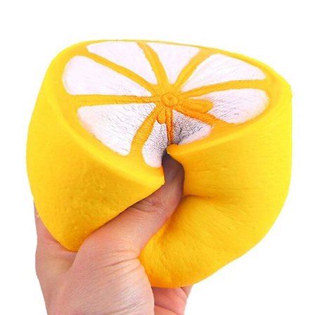 Squishy Halv Färsk Citron Långsamt Stigande Nyckelringar Stress Frukt Kulkedja Charm Leksak Antistress Kläm Mochi Stigande Leksaker Abreact