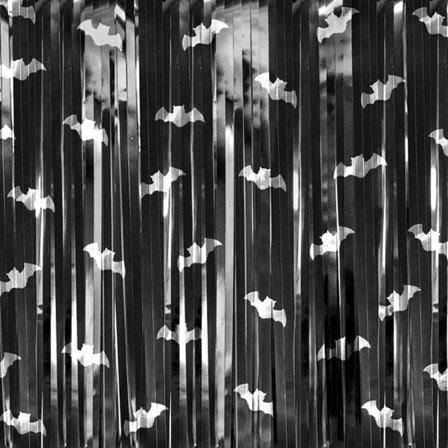 Dörrdraperi Fladdermöss Svart/Silver 100x200cm - Halloween Dekoration - Kalaslagret.se
