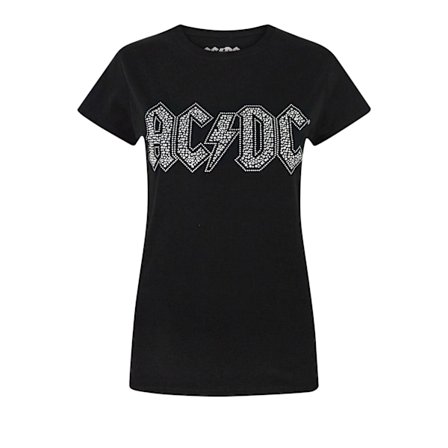 AC/DC Dam/Dam Diamante Logo T-shirt S Svart