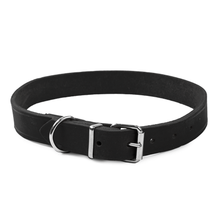 Selected by ZOO - Lærhalsbånd Hera justerbar Svart 22 mm x 39-49 cm - Hund - Halsbånd - ZOO.no