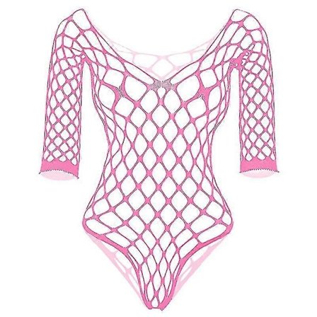 Naisten alusvaatteet Bikini Pitk hihaiset bodyt Seksikk t naiset Kes Iso verkko L pin kyv t verkkobodyt Plus-koko pink one size