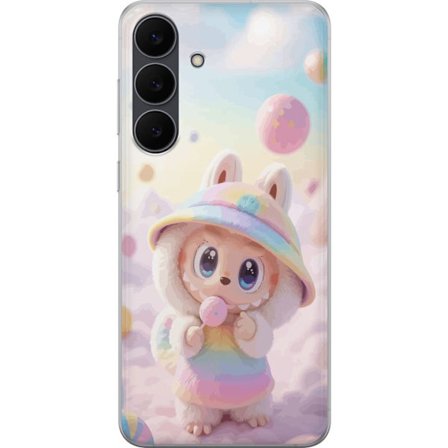 Kompatibelt Mobildeksel til Samsung Galaxy S25 FE Regnbuedrømmenes Pastell Design myk drømmeaktig stil med søt figur i regnbueklær og lyse skyer i ba