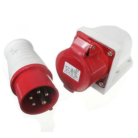 16 Amp 5-polig Kontakt & Uttag Vattentät Ip44 3-fas 380-415v 3P + N + Jord 16a (trassel) [D]