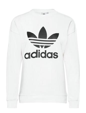 Trefoil Crew Sweatshirt Sweat-shirt Genser Hvit Adidas Originals