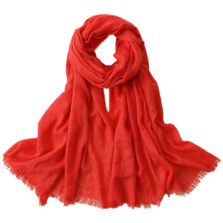 Bomull linsjal, bredt linskjortel, vanlig skjerf, knallrød