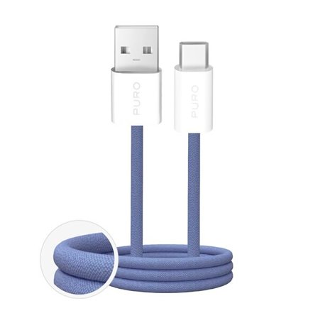 Puro Fabrik 2.0 10W USB-A - USB-C Flätad kabel 1,5 m - Blå