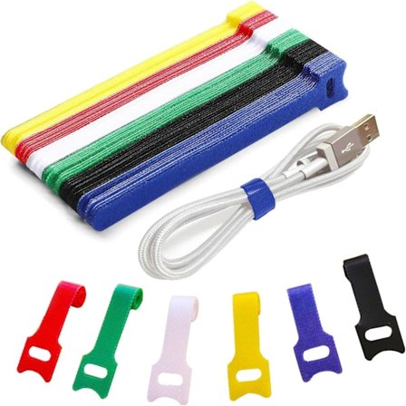 60 Stycken Kardborreband Kabelband, Återanvändbara Kabelband, Justerbara Remmar Ordna Knytband med Kardborrefäste