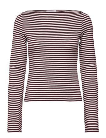 Weekday Soft Striped Long Sleeve Top - White - L