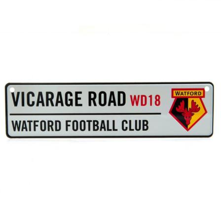 Watford Fc Vicarage Vägfönsterskylt 7cm X 26cm Grå/svart/röd