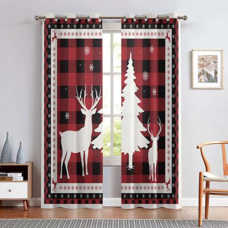 Xmas Multi-mönster Thermal Jultomten Printed Draperier