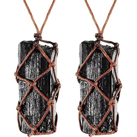 2 stk. Naturlig sort turmalin krystal halskæde håndflettet chakra ædelsten vedhæng halskæde til mænd kvinder