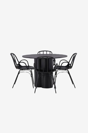 Venture Home - Matgrupp Olivia med 4st stolar Dyrön - Svart - Matgrupp 4 personer - Från Homeroom