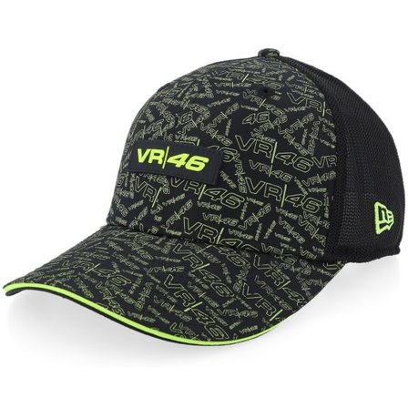 New Era - Motor Svart trucker Keps - VR46 All Over Print 9SEVENTY Ss Black A-frame Trucker @ Hatstore