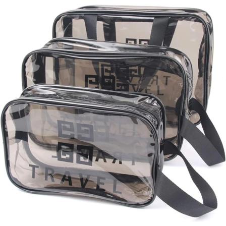 3 kpl Kosmetiikkalaukku Läpinäkyvä Vedenpitävä Kosmetiikkalaukku PVC Vedenpitävä Matkatavarat Käsimatkatavarat Miehille ja Naisille