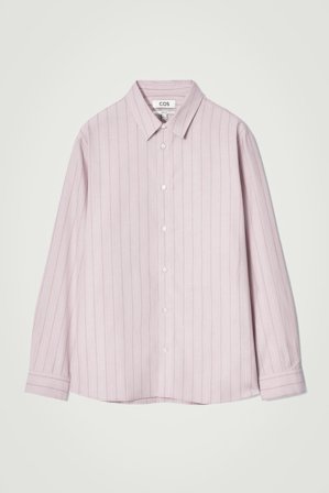 COS Herren Striped Cotton Shirt - Rosa