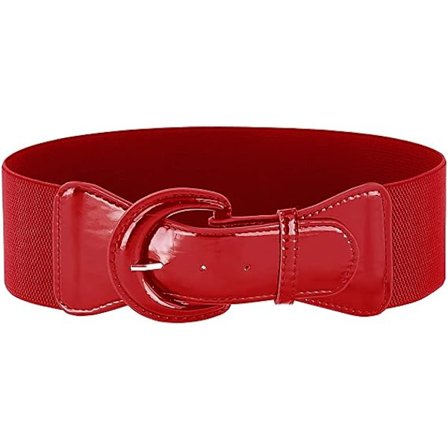 Rød damebælte elastisk læderbælte 3 huller elegant til kjole B