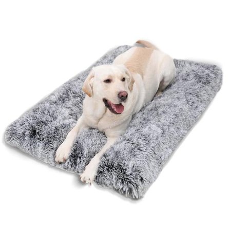 Extra Stor Hundbädd Tvättbar Hundburmadrass Lugnande Fluffig Anti-Ångest Hundbäddar Deluxe Plysch Hundmatta med Anti-Slip Bas, 122x80x7cm