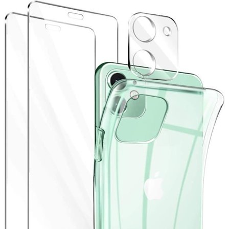 iPhone 12-fodral - SilicoTO - Transparent - Härdat glas - Skydd för bakre kamera - Mjuk
