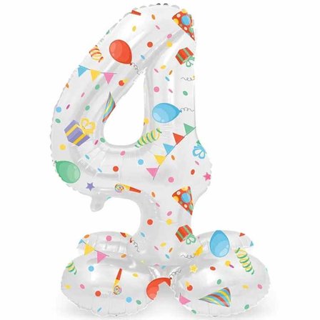 Sifferballong Stående Joyful Party 72 cm "0-9" Siffra 4 - Partyninja.se