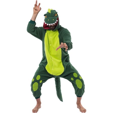 Unisex-aikuisen pyjama-plyysihaalari, yhden kappaleen dinosaurus-eläinasu (S)